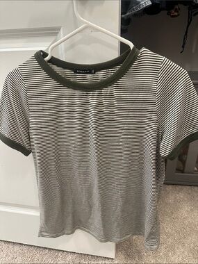 Staccato Green & White Stripe Ringer Tee